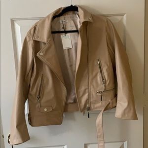 Nude faux leather jacket